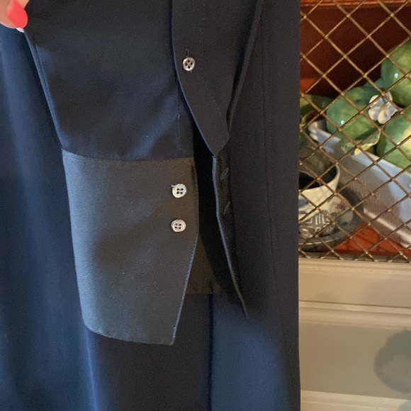 J Crew Classic Navy & Black Long Dress Shirt Style Dress - Picture 5 of 14